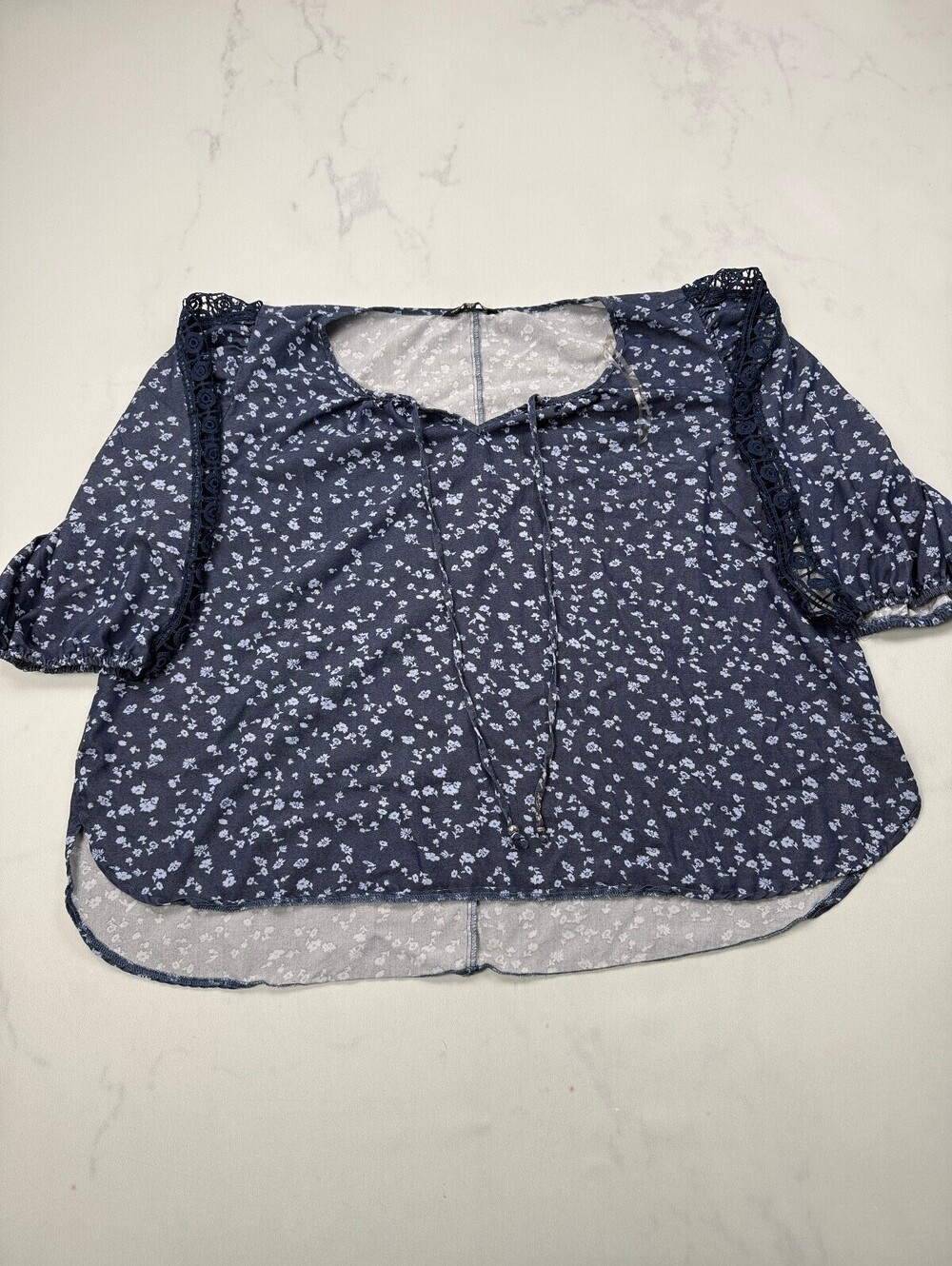 Unique Spectrum Printed Blouse Navy 90s Striking - Womens 2X